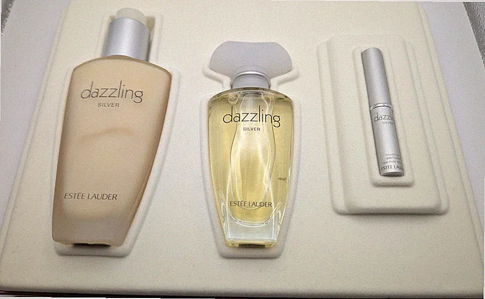 Estee Lauder Dazzling Silver EDP 1.7OZ Set w/ Body Lotion + Solid SEALED Vtg