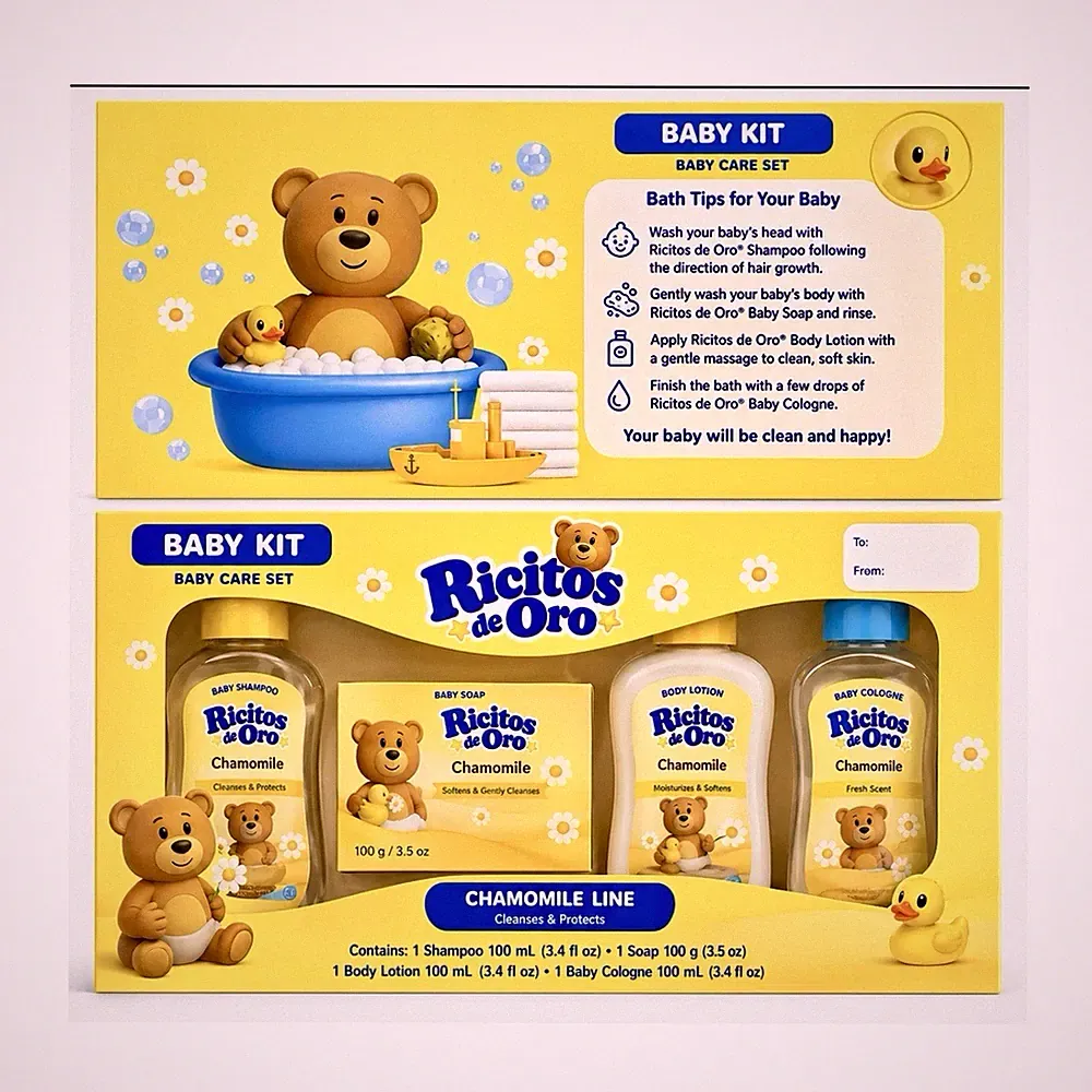 Ricitos de Oro Chamomile Line Baby Kit Shampoo Soap Lotion Cologne Set