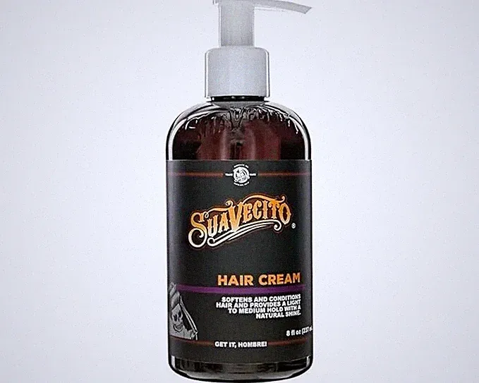 Suavecito Hair Cream Pump Bottle Medium Shine All Day Light Hold, 8 oz.