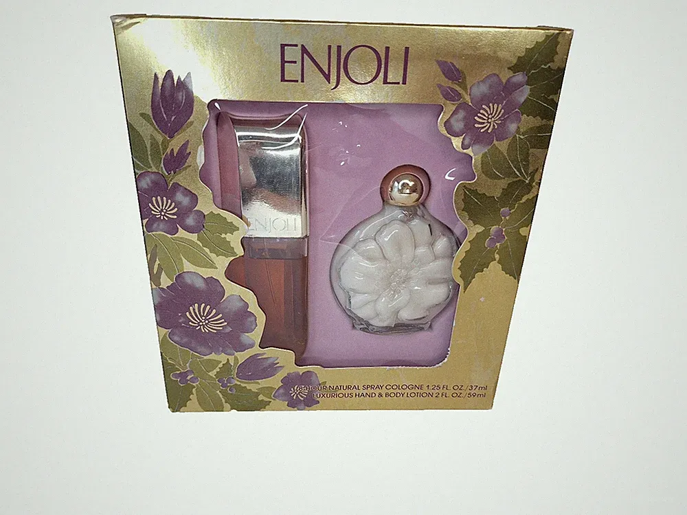 Vintage Enjoli by Revlon Spray Cologne Perfume & Body Lotion Set Box